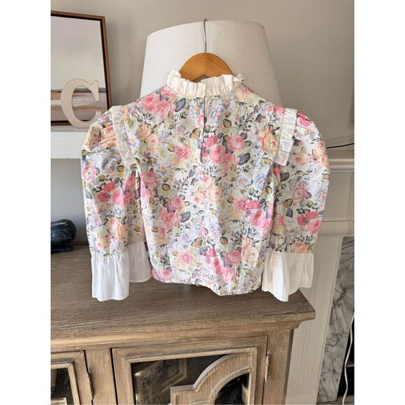 NWT Batsheva X Laura Ashley Spring Prairie Blouse Floral Print Ruffle Cropped Si - Picture 8 of 10